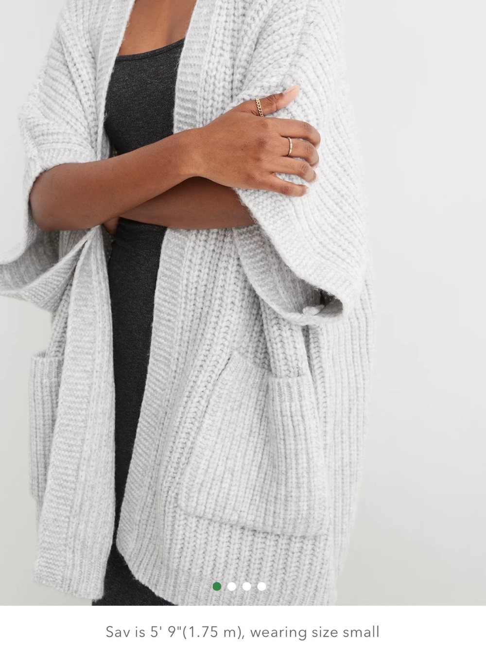 aerie Chunky Ribbed Open-Front Poncho Cardigan — Light Gray